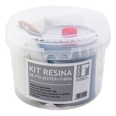Kit de reparación de resina de poliéster de fibra de vidrio de grado marino  (1 galón, endurecedor de 2 onzas) y alfombrilla de hilo picado de fibra de