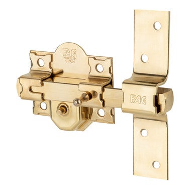 Cerrojo de seguridad en oro con cilindro redondo y cadena para puertas